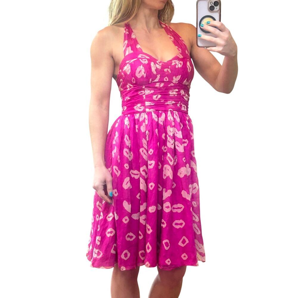 Rare Vintage French Connection 100% Silk Kiss Print Dress - 2